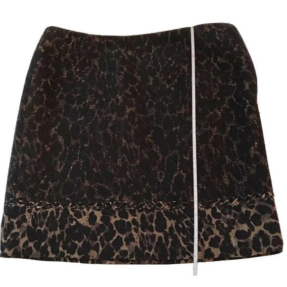 Elie Tahari women wool lining Animal Print formal Skirt sz 8 flat front - Picture 5 of 12